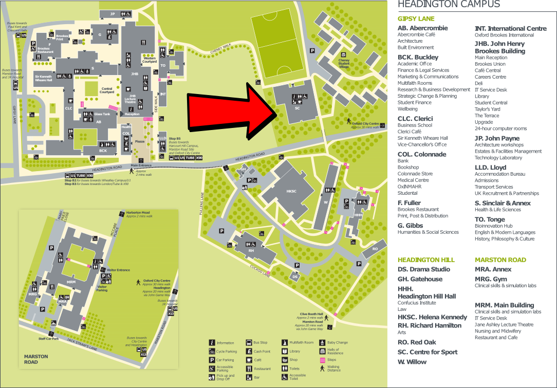 Oxford Brookes Headington Campus Map